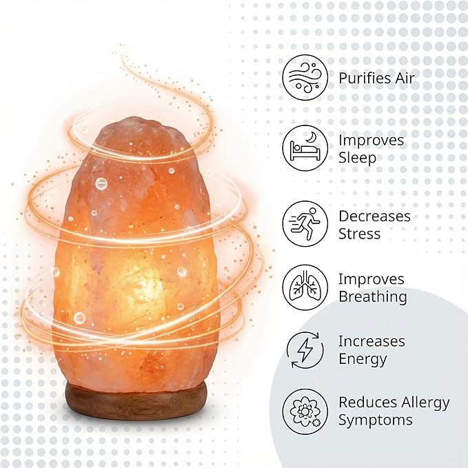 AMOYSTONE Orange Glow Salt Lamp 8-9 Inch, Warm Light Himalayan Rock with Dimmer Kit (6-10 lbs)