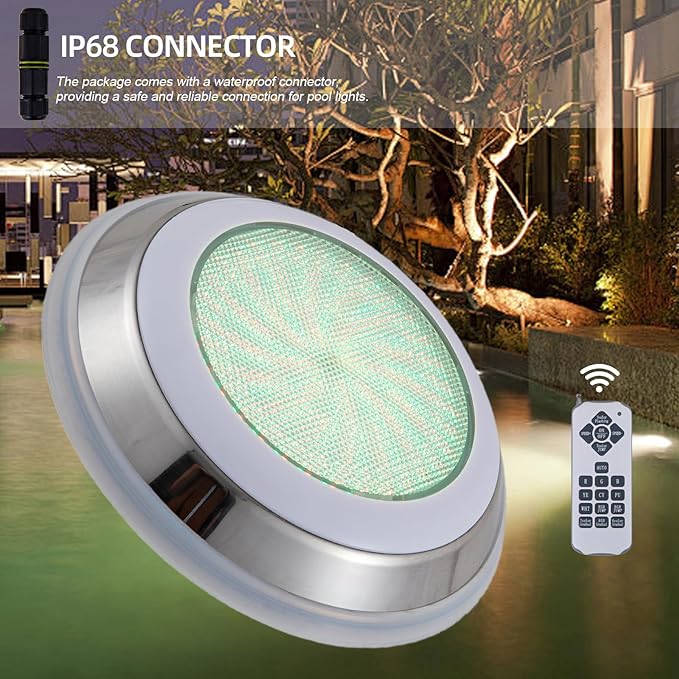 11.81in LED Pool Light Color Change for Inground Pool, Underwater Wall-Mounted Pond Light Submersible RGB Led Light Swimming Pool Light 12V 36W with Remote IP68 Waterproof