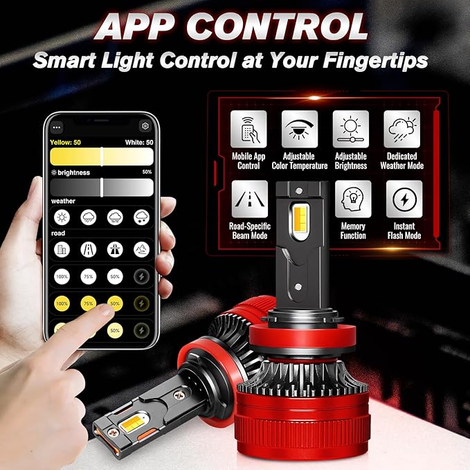 Smart Bulbs Replace for Halogen Lamp, App Dimming & Color Temperature (3000K-6500K), Plug and Play, Pack of 2 (H11)