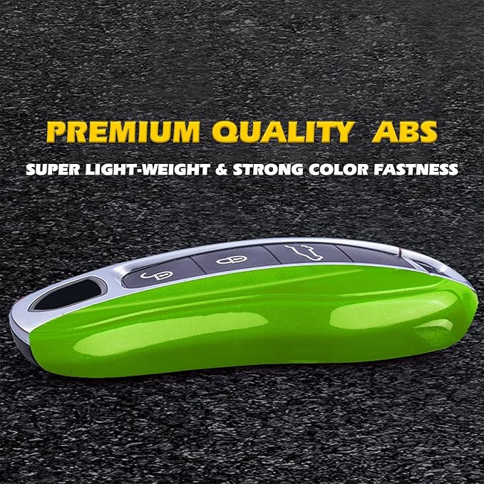 x xotic tech Green Fiber Style Key Fob Cover Smart Remote Case Side Blades Shell, Compatible with 2017-up Porsche Panamera, 2019-up Porsche Cayenne G2, 2020-up 911 Carrera Taycan