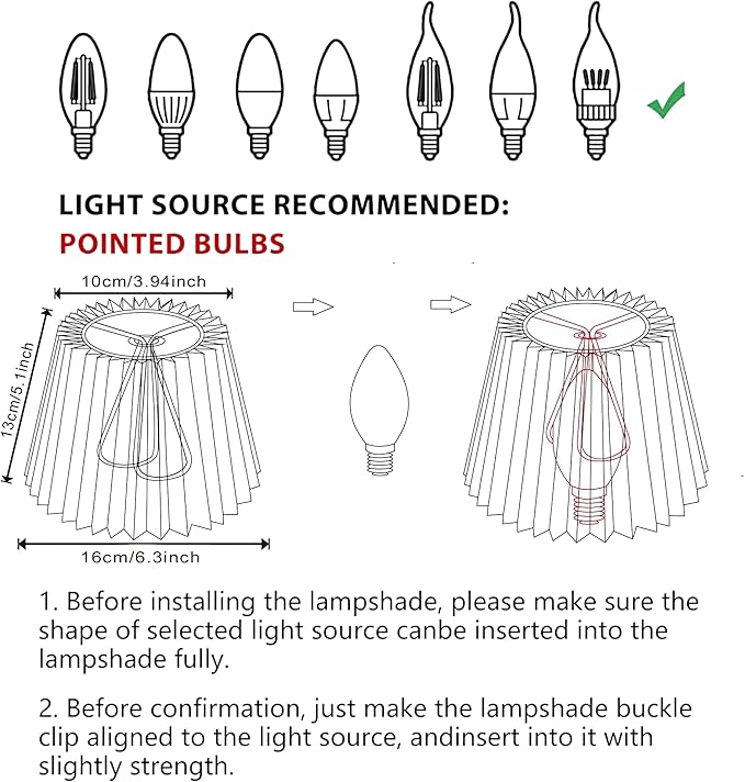 Small pleated lampshade chandelier shades set of 6. Lampshade for Wall Lamp.chandelier shades.small table lamps.For Cutting Edge bulbs.light bulb shade.chandelier light covers.4" X 5" X 6"