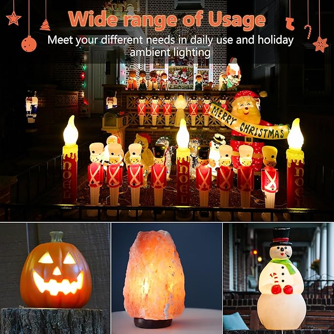 Meonum 4 Set Blow Mold Light Kit Replacement, E27 E26 Single Light Cord Kit with Switch Fuse Plug, for Indoor Outdoor Halloween Christmas Village House Craft Decorations and Salt Lamp