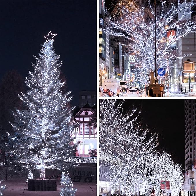 2-Pack Connectable Christmas Lights Outdoor, Total 164FT 400LED Christmas String Lights Waterproof with 8 Modes & Timer, Green Wire Twinkle Lights for Xmas Tree Decorations Outdoor Indoor, Cool White