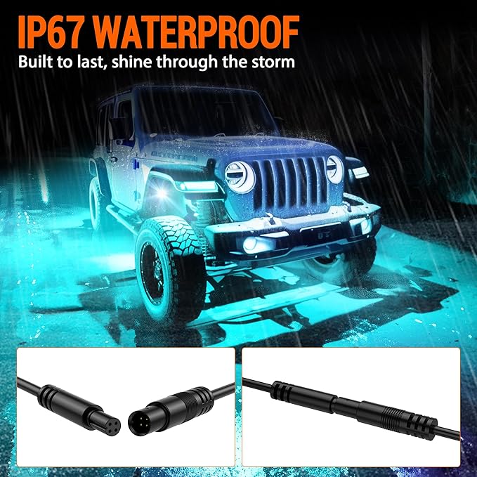 RGB Rock Lights, 16 pods Underglow Neon Lights Kits Remote Control & Music Mode Waterproof Wireless Multicolor Lamps for Off Road Truck SUV ATV UTV Boat