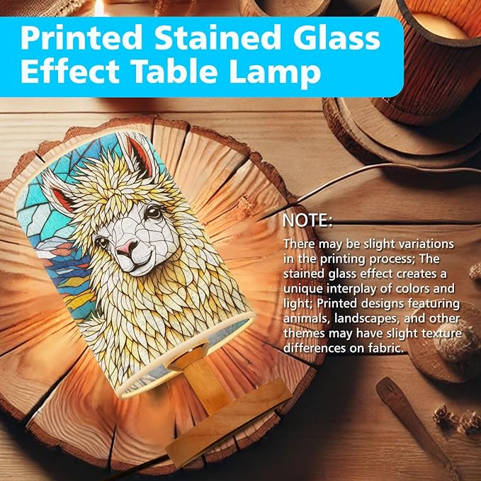 Llama Table Lamp LED 3-Color Pressed Bedside, Llama Shade Lamp with Wood Base for Bedroom Living Room Desk Office TL01