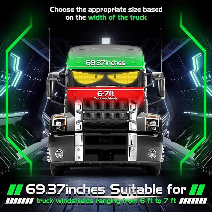 Vanesa 69.37 * 7.56 Inch Devil Eyes Light for Windshield, Led Eyes for Truck and Car Windshield, Flexible Led Demon Eyes,Animated Eyes Led Lights for Semi Truck