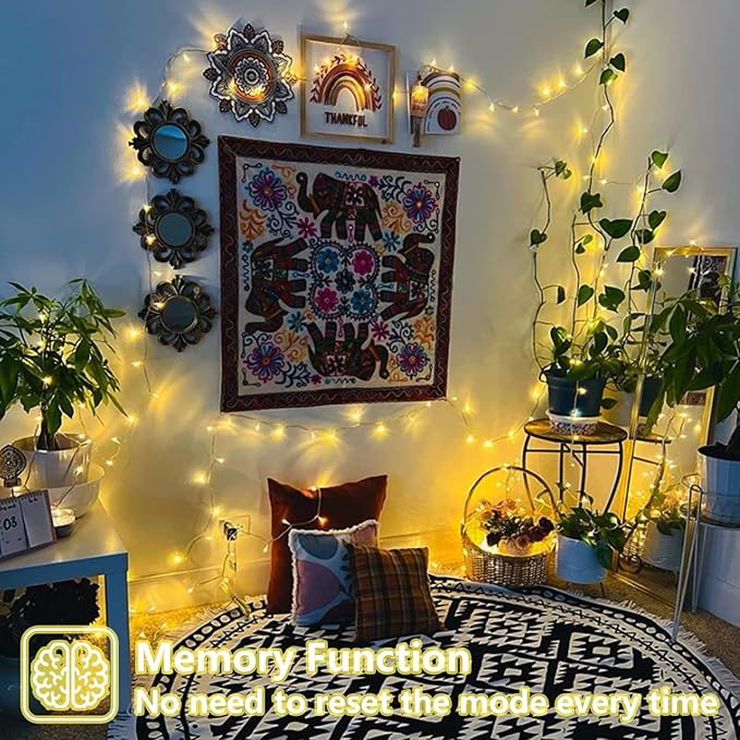 QITONG Warm White String Lights Outdoor, 165ft 500 LED Christmas Light Plug-in, 8 Modes Clear Wire Twinkle Xmas Lights Indoor
