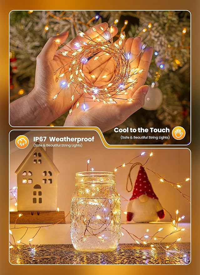 Indoor String Lights 6 Pack 10 FT 120 LEDs Fairy Lights Battery Operated with Timer for Christmas Decorations DIY Crafts Wedding Table Centerpieces Party Bedroom