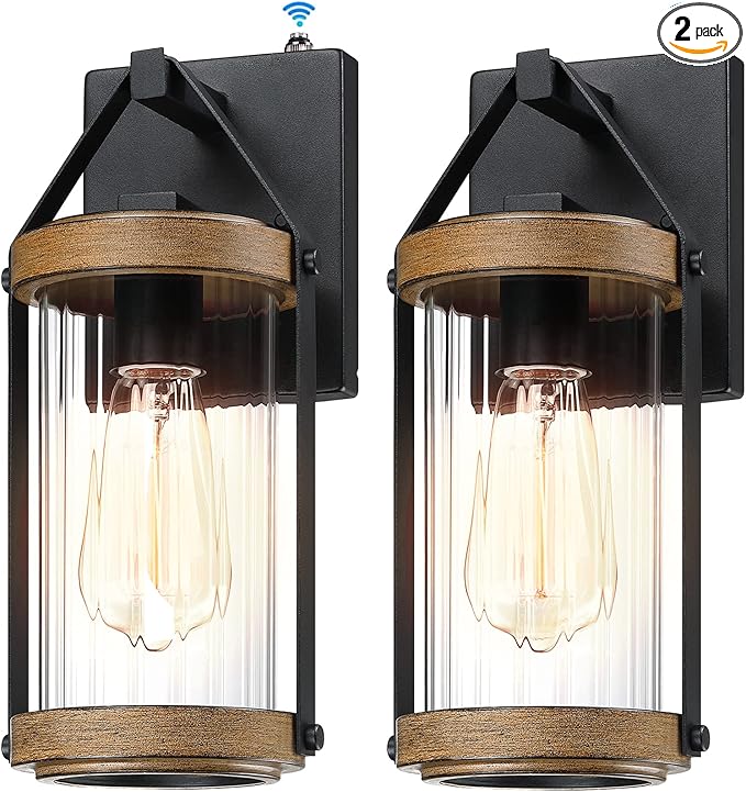 LONEDRUID 2 Pack Dusk to Dawn Outdoor Wall Light Fixtures Photocell Sensor Exterior Lantern Sconce Lighting Waterproof Outside Wall Mount Lamp for House Patio Garage Entryway Doorway