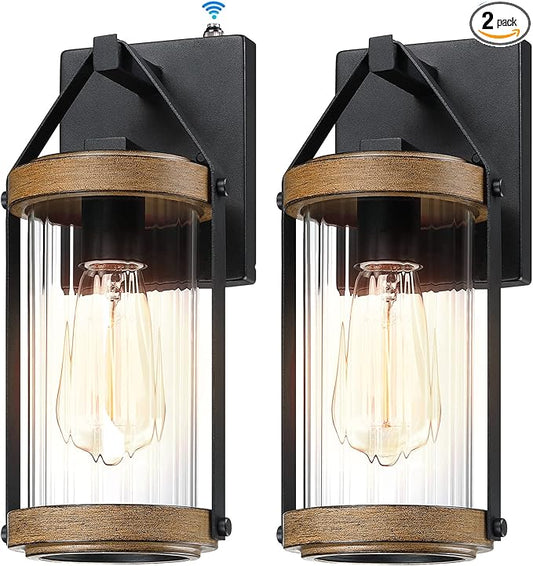 LONEDRUID 2 Pack Dusk to Dawn Outdoor Wall Light Fixtures Photocell Sensor Exterior Lantern Sconce Lighting Waterproof Outside Wall Mount Lamp for House Patio Garage Entryway Doorway