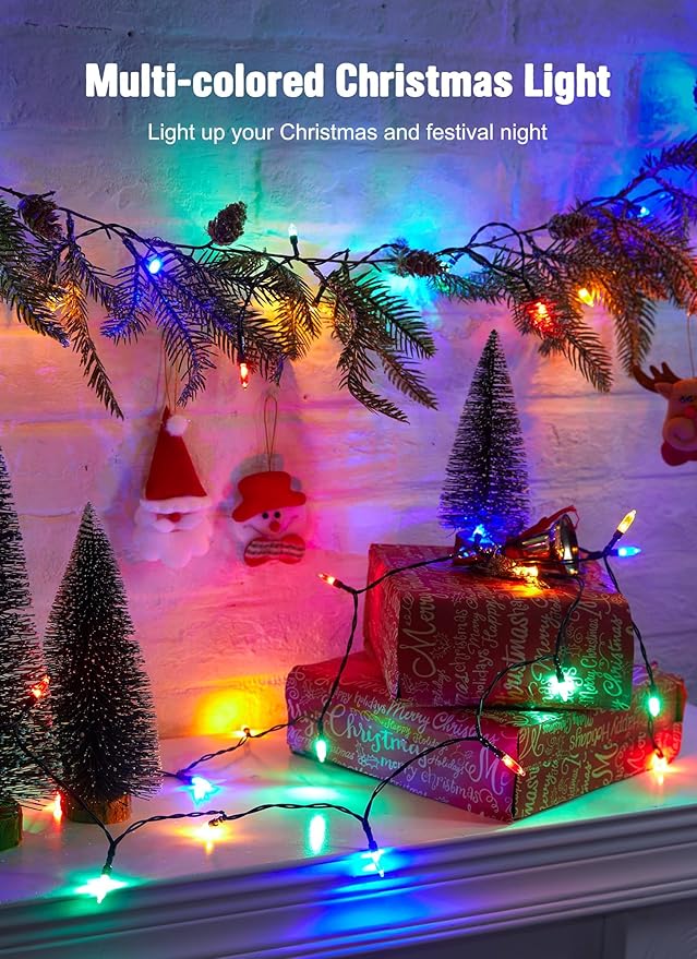 2 Pack Battery Operated Christmas String Lights, 8ft 20 LED Mini Lights with Timer, Christmas Tree Light for Indoor Outdoor Bedroom Wedding Party Holiday Xmas Decoration，Multicolor