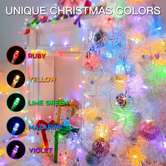 suddus Connectable Christmas Lights with Remote, Multicolor String Lights with Timer, 33ft 100 Led Fairy Lights Plug in for Xmas Tree, Bedroom, Dorm, Yard, Garden, Party, Indoor, Outdoor Decorations