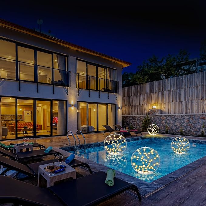 4 Pack Outdoor Solar Pool Lights, 14.5" Floating LED Light Up Balls with Remote, 3000K Warm Glow, Dimmable & Auto On at Dusk, IP68 Waterproof, 3 Modes – Perfect for Garden, Pool, Beach & Party