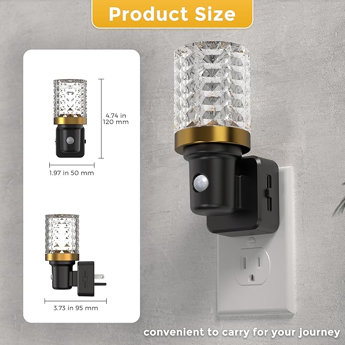 L LOHAS LED Motion Sensor Night Light, Motion Activated Night Lights Plug into Wall, Dimmable Modern Nightlight 0-100LM, 180°Rotatable Plug in Night Light, LED Crystal Nightlights for Bathroom Adults