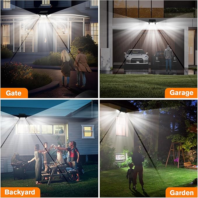 Solar Lights Outdoor, Quick Charge Solar Motion Deck Lights Outdoor for Deck with 232LEDs High Brightness, Larger Built-in Tempered Glass Panel, Sensitive PIR Motion Inductor (Remote,2 Pack)
