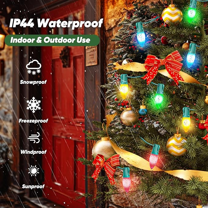 BesLowe Commercial 1000 FT C9 Cut to Length Christmas Lights Outdoor，E17 Sockets C9 Stringer Christmas Light Spool, C9 Sockets Patio String Light Strands, 12 Spacing Green Wire Christmas Lights