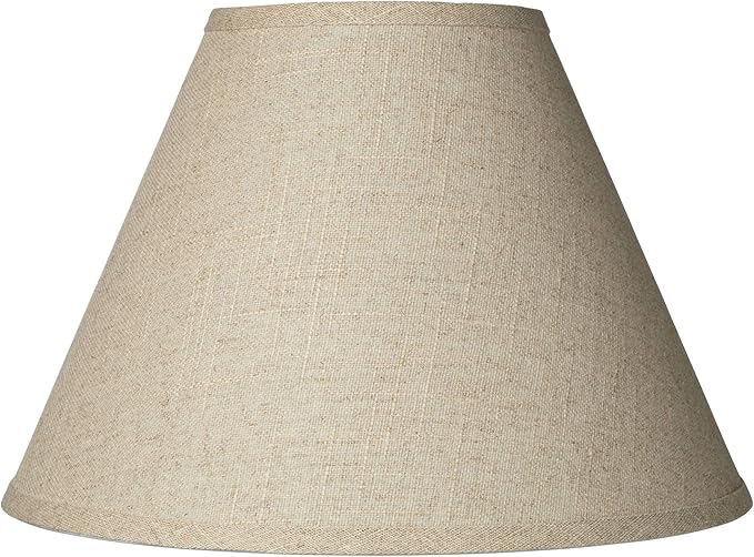 Fine Burlap Large Empire Lamp Shade 6.5" Top x 15" Bottom x 10" High x 10.75" Slant (Spider) Replacement with Harp and Finial - Springcrest