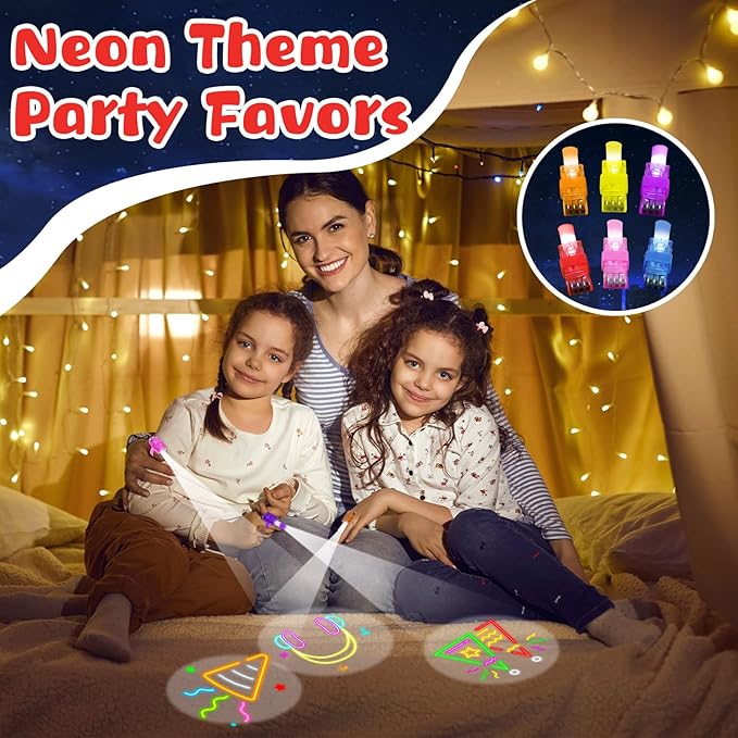 36Pcs Neon Happy Birthday LED Finger Lights Party Favors Glow in the Dark Light Up Finger Lights Neon Themed Toys Bulk for Kids Party Goodie Bag Stuffer Birthday Gifts Classroom Prize