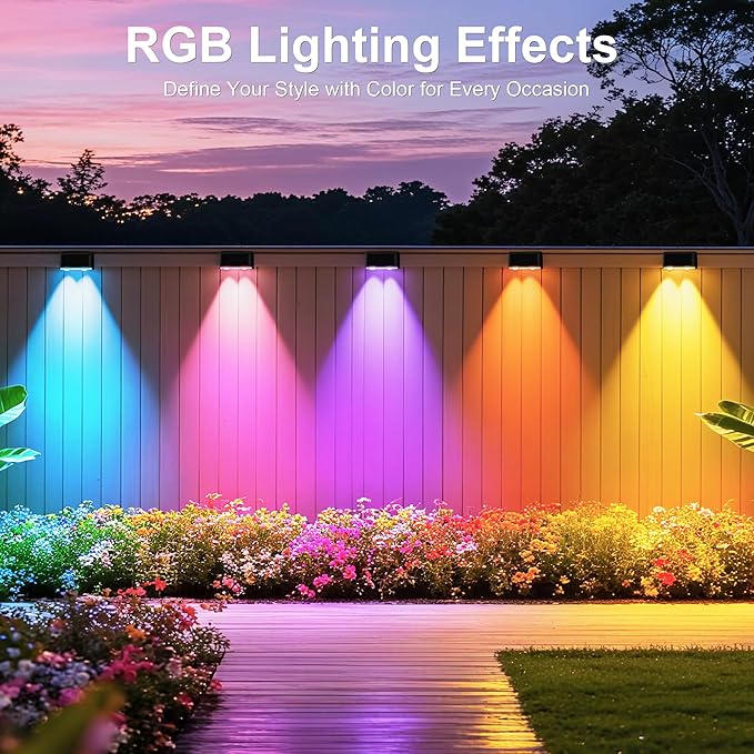 Outdoor Deck Lights, 8 Lights Smart Fence Lights Compatible with Alexa & Google Home, IP65 LED Patio Deck Lighting with Remote, Fence Lighting Music Sync for Patio Yard Garden(52.4ft)