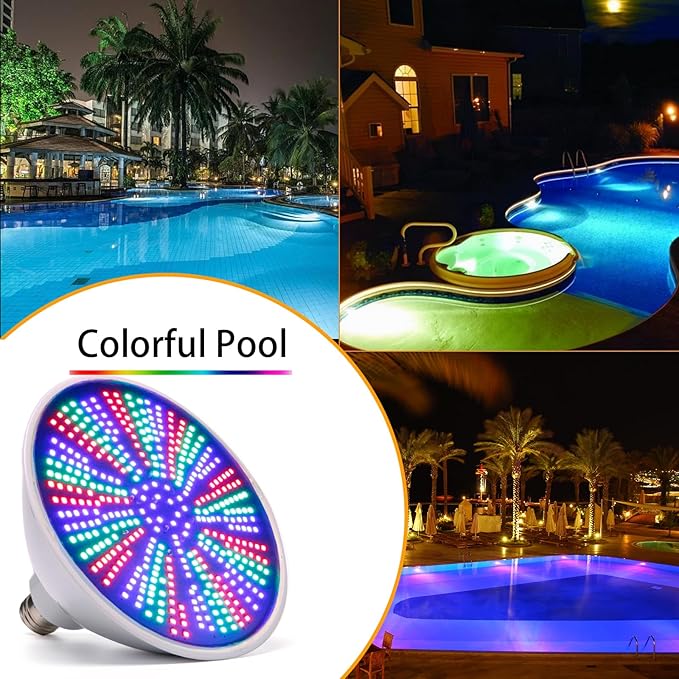 12V 50W LED Color Changing Pool Lights for Inground Pool, Swimming Pool Light Bulb with Remote, E26 Replacement Underwater Pool Lighting for Pentair and Hayward Light Fixtures, 1 Pack