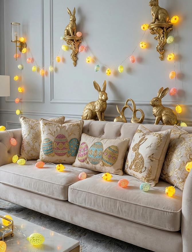 LED Easter Yellow Chicks Cracked Egg String Lights, 8.5Ft Plug in Eggs Lights Indoor Easter Decorations, 10 Multicolor Easter Fairy Lights for Outdoor Party Birthday Garden Spring Home Decor for Kids