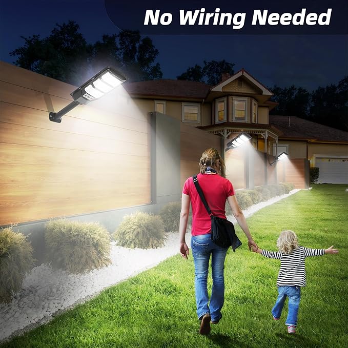 Solar Street Lights Outdoor 2 Pack, 6500K Solar Lights Outdoor Waterproof with Motion Sensor, Lamparas Luces Solares para Exteriores Dusk to Dawn Commercial Lighting for Yard Path