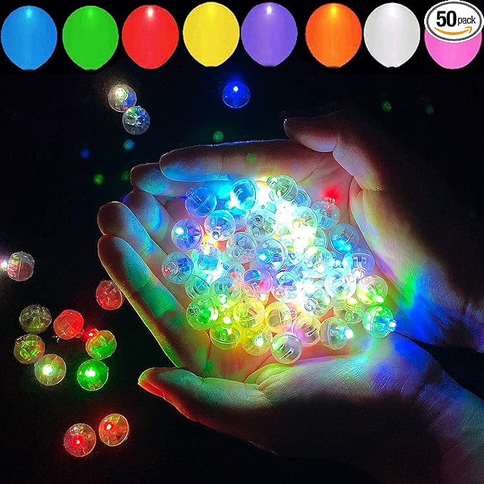 50pcs 5 Mixed Colors Balloon Lights, LED Assorted Colors Ball Lights, Mini Round LED Ball Lamp for Paper Lanterns, Balloons, Birthday Parties, Weddings, Halloween, Christmas Decorations