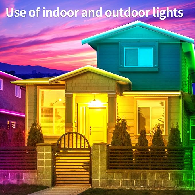 66ft Outdoor LED Strip Lights Waterproof,IP68 Outside Led Light Strips Waterproof,Color Changing with App/Remote Control,Music Sync RGB Outdoor Led Rope Lights for Bedroom，Courtyards,Gardens