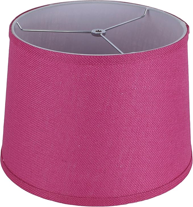 Urbanest French Drum Burlap Lampshade, 12-inch by 14-inch by 10-inch, Fuchsia