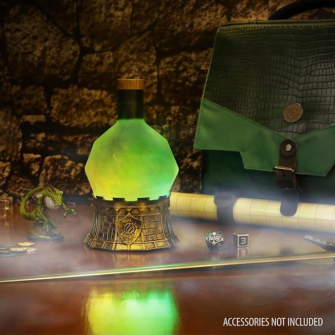 Enhance Gaming Sorcerer's Potion Light with Swirling Mystical Brew - Potion Bottle Mood Light Prop for Tabletop Game Immersion, Playroom, Desk Decor - Soft Glowing Whirling Potion (Green Elixir)
