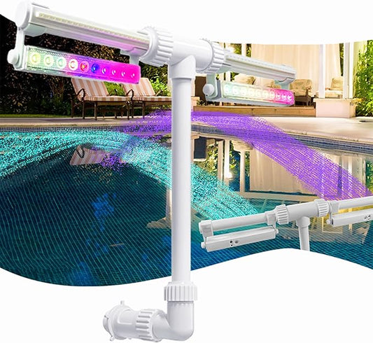 Pool Fountain Lights Waterfall for Above & In-Ground Pools with LED Lights, Remote Control for Above Ground Pool
