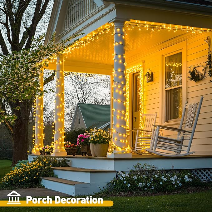 JMEXSUSS 500 LED Christmas Lights Outdoor, 173ft Warm White Christmas Tree Lights, 8 Modes Plug in Twinkle String Light for Outside Holiday Indoor Ceiling House Xmas Decorations