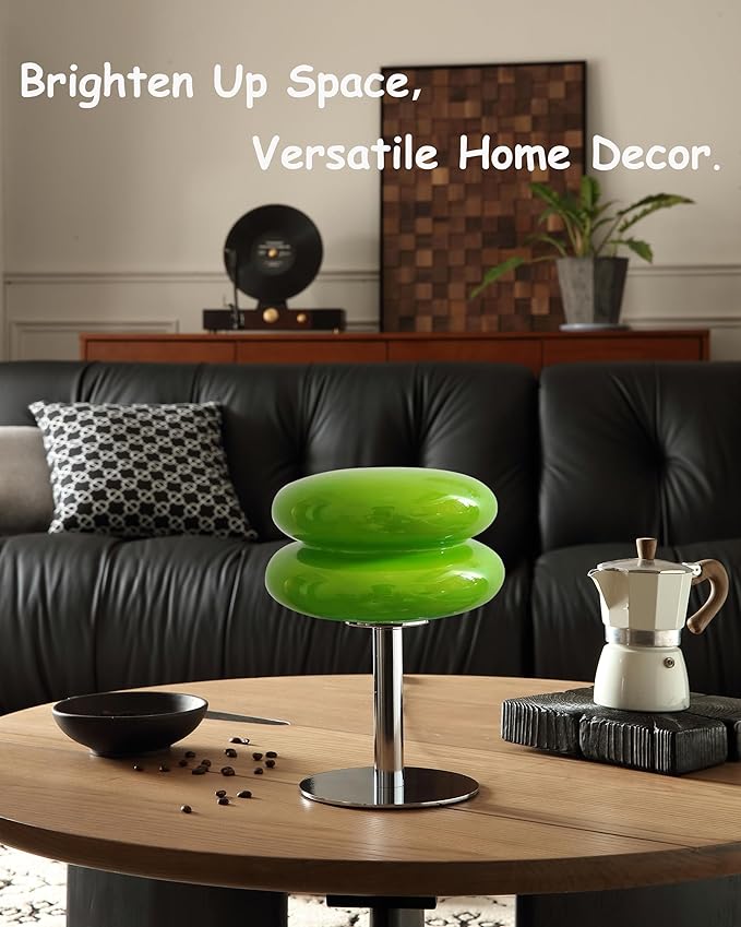 Mushroom Lamp Table Lamp for Night Stands,Mid Century Modern Desk Lamps for Bedroom, Vintage Dimmable Bedside Small Lamps, Cute Cool Home Room Aesthetic Decor for Living Room (Green)