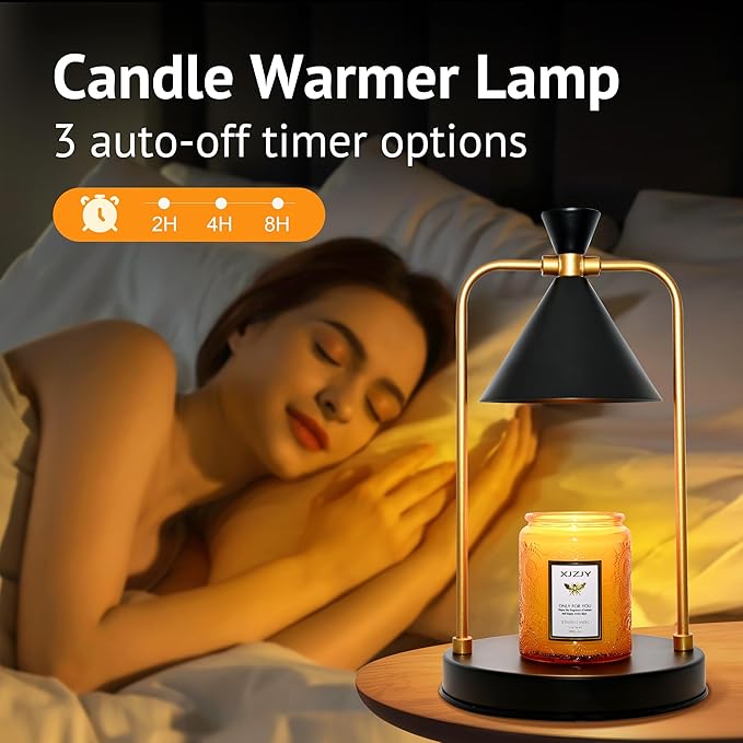 Candle Warmer Lamp with Timer Dimmer,Unique Birthday Gifts for Women Mom,House Warming Gifts New Home Room Decor,Wax melt Warmer for Scented Wax Jar Candles,Black-Large
