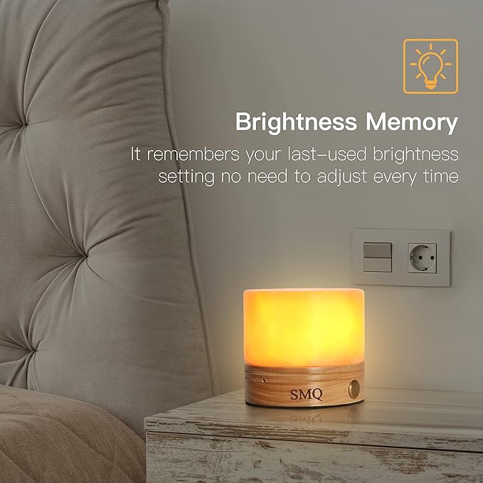 SMQ Yellow Jade Crystal Night Light with Rechargeable,Gemstone Touch Control Citrine Table Lamp Bedside Decorative Nightstand Lamp for Living Room Bedroom Gift