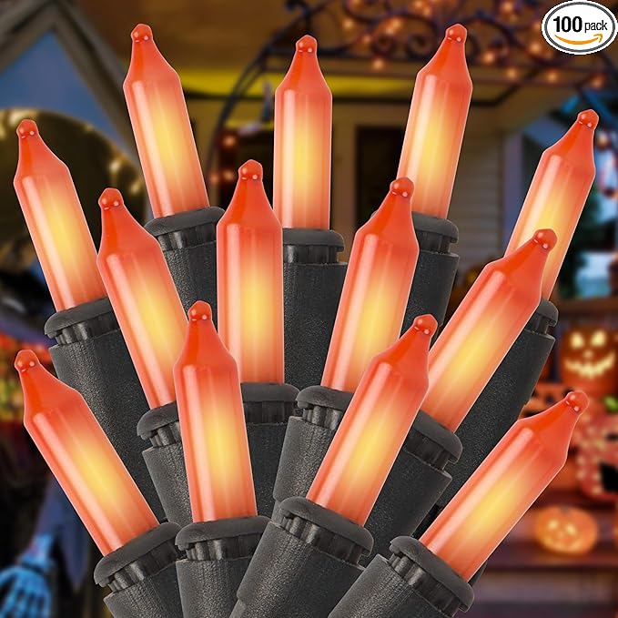 100 Count Orange Halloween Lights for Halloween Decorations, 21ft Orange String Lights Plug in, Mini String Lights with Black Wire for Fall Tree Outdoor Indoor Decor