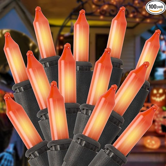 100 Count Orange Halloween Lights for Halloween Decorations, 21ft Orange String Lights Plug in, Mini String Lights with Black Wire for Fall Tree Outdoor Indoor Decor