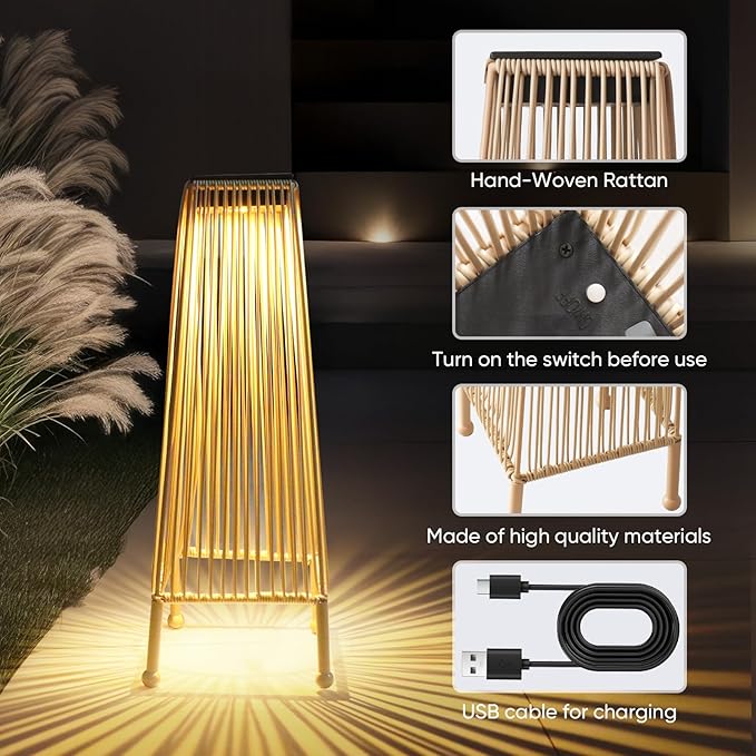 Outdoor Solar Floor Lamp, Upgraded Solar Patio Lamp, Brighter Outdoor Floor Lamp, Auto On/Off Patio Lamps Outdoor for Yard Garden Patio Pathway Lawn Decor 2Pack