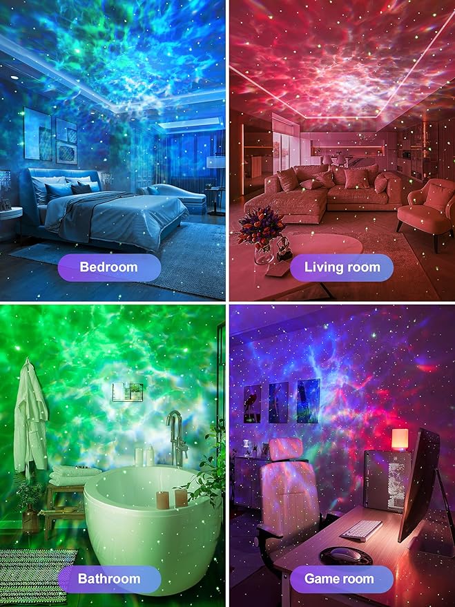 One Fire Galaxy Projector for Bedroom, 15 Colors+15 White Noise+ Bluetooth Star Projector Night Light for Kids Christmas Gifts for Teen Boys Gifts Women Gifts for Teenage Room Decor Girls Lava Lamp