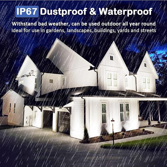 2 pcs Waterproof IP67 Wall Washer Light - 36W Upgraded LED Light Bar, 2ft Daylight White (5000K), for Building Walls, Yard, Church, Batting Cage, Plug-in Outdoor Lighting