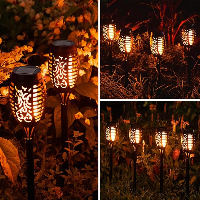 MIUSIKIT 16Pack Outdoor Solar Lights for Yard, Solar Flame Lights for Outdoor Decorations, Pathway Light Outside Waterproof, Luces Solares para Exteriores for Outside Porch Path Lighting Decor Art
