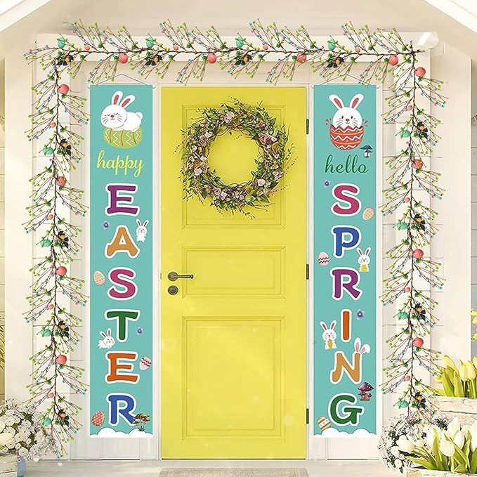 NEROSUN 6 FT Easter Egg Garland, 20 LED Battery Operated Lighted Garland with 8 Modes, Artificial Easter Garland for Indoor Outdoor Home Fireplace Party Door Decoration