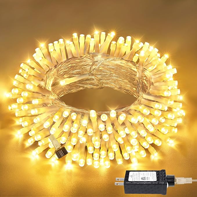 Connectable Warm White String Lights Indoor Bedroom, 8 Modes Christmas String Light Plug in Classroom Lights, 49ft 150 LED Fairy Twinkle Light for Wedding Holiday Christmas Decor