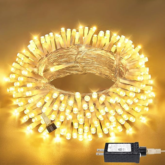 Connectable Warm White String Lights Indoor Bedroom, 8 Modes Christmas String Light Plug in Classroom Lights, 49ft 150 LED Fairy Twinkle Light for Wedding Holiday Christmas Decor