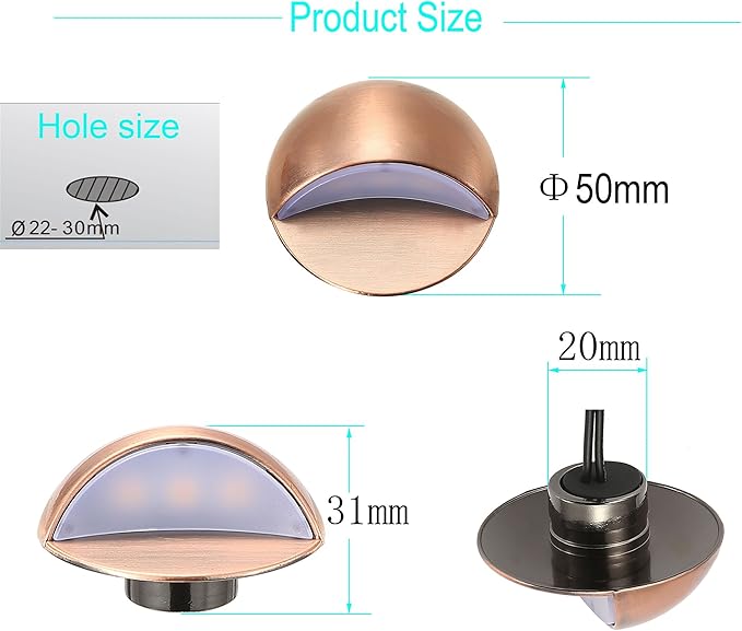 LED Deck Lights Kit, Pack of 10 Low Voltage LED Step Stair Lights Φ1.97 Outdoor Garden Yard Decoration Lamp Recessed Landscape Pathway Step Stair Cold White LED Lighting, Bronze