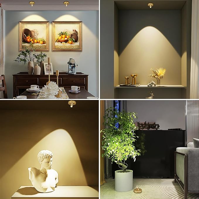 2Pack Wireless Battery Spotlight Indoor for Plants with Remote, Led Picture Painting Lights for Wall Art Display Decor,Puck Uplight for Trees Stick Indoor Spot Led Accent for Gallery Hallway Dimmable