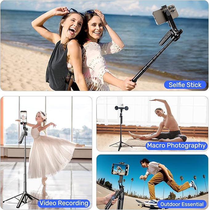 Auto Face Tracking Selfie Stick Tripod for iPhone with Light,360 Rotation That Follows Your Movement,70.9" Phone Camera Tripod Stand with Remote for Content Creator Vlog Live Stream Video Recording