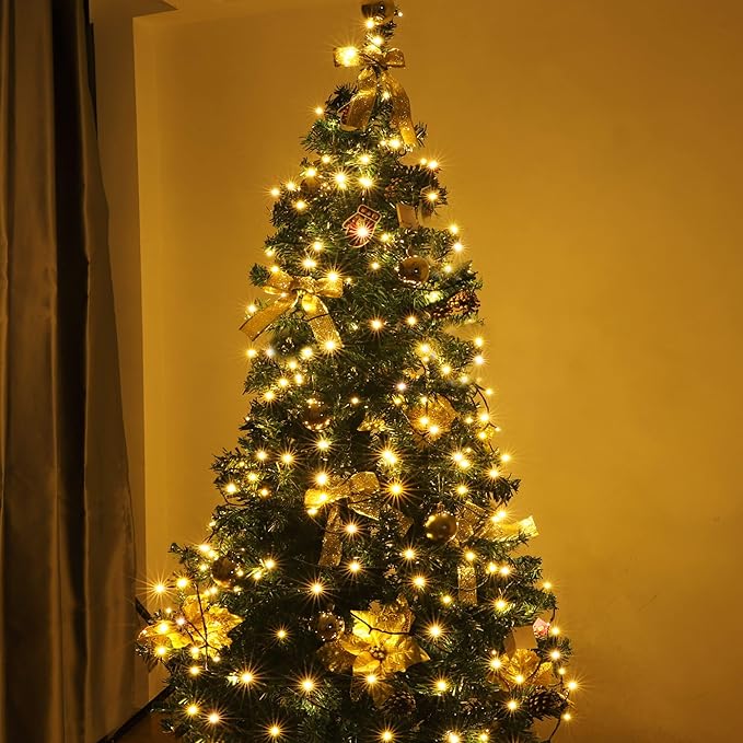 PMS 100-1000 LED Christmas Lights, Low Voltage Fairy String Lights with 8 Modes, Ideal for Xmax Tree, Garden, Home, Party, Halloween Festival Deco (100 LEDs, Warm White)