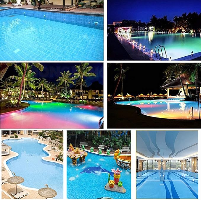 TBVECHI 12V 45W Pool Light Underwater Color-Change LED RGB with Remote Submersible Led Light IP68 Waterproof LED Inground Swimming Pool Light