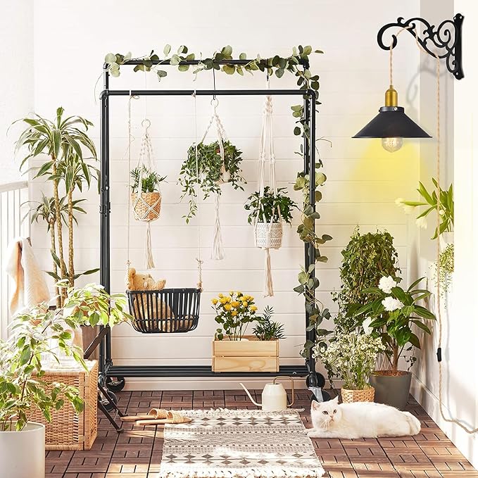 Plug in Pendant Light Kit with Switch - 15 FT Braided Woven Rope Light Bulb Cord, E26 Socket, Vintage DIY Hardwire Swag Lamp Kit for Pendant & Hanging Lights, Hemp Color